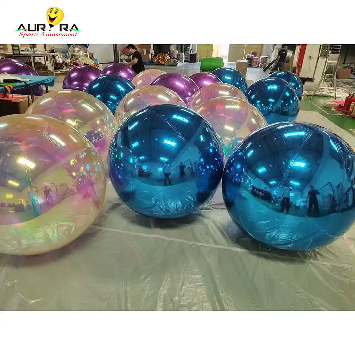 クリスマス 結婚式 パーティー 飾り付け の ため の 巨大 銀 の 膨らませ られる 鏡 玉 PVC