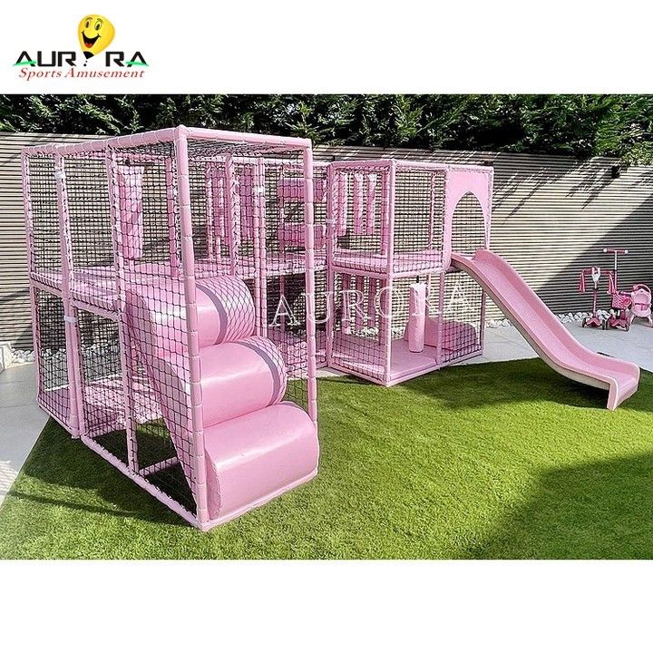 スライド トランポリン 公園 ソフトプレイ 森 子供 屋外 パステル ピンク 販売