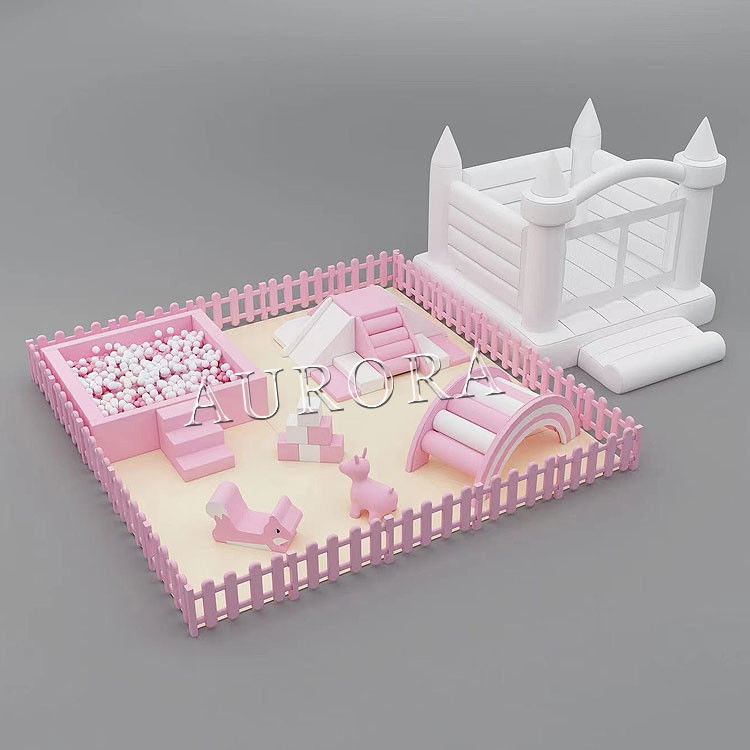 子供ソフトプレイセット スーパーインドアソフトプレイ機器 ホワイト&ピンクソフトパッケージ